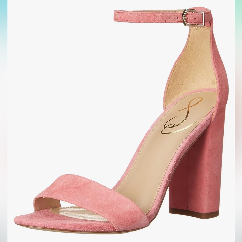 Sam Edelman Yaro Light Pink Velvet Sandal Heel